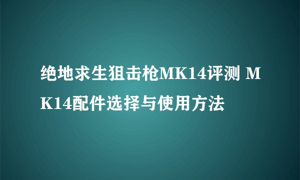 绝地求生狙击枪MK14评测 MK14配件选择与使用方法