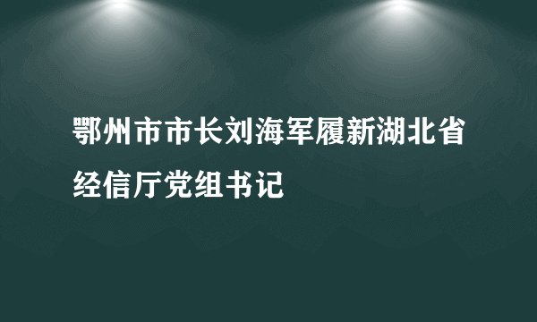 鄂州市市长刘海军履新湖北省经信厅党组书记