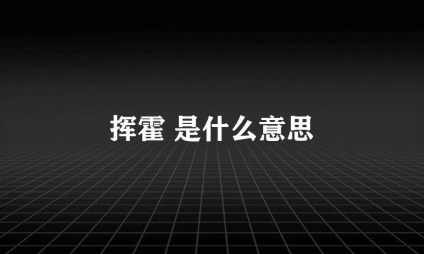 挥霍 是什么意思