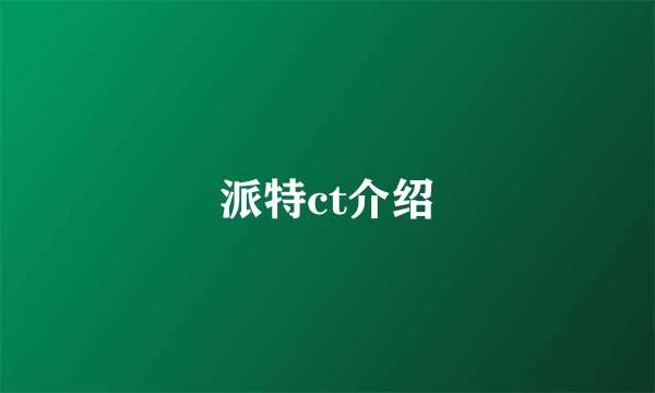 派特ct介绍