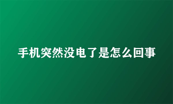 手机突然没电了是怎么回事