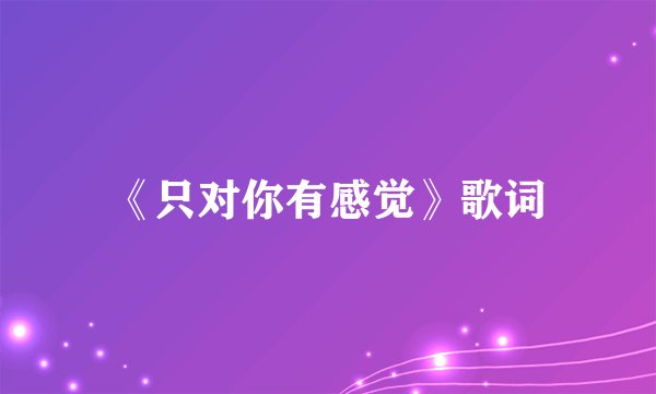 《只对你有感觉》歌词