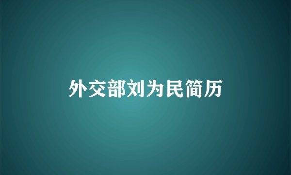 外交部刘为民简历