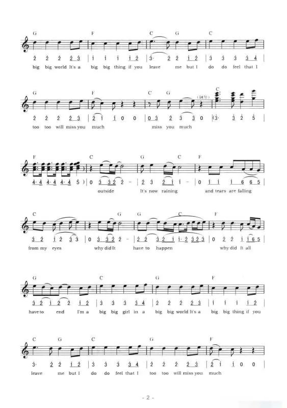 bigbigworld钢琴简谱