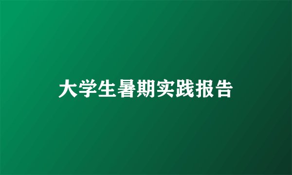 大学生暑期实践报告