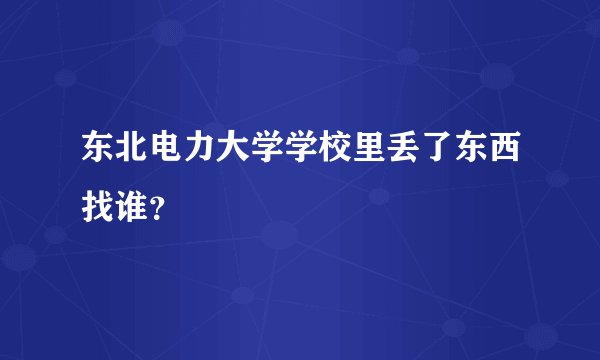 东北电力大学学校里丢了东西找谁？
