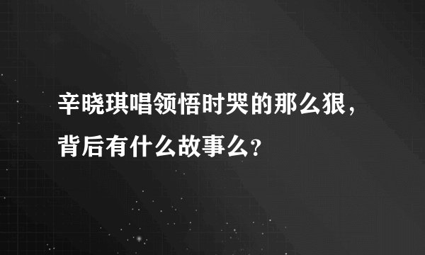 辛晓琪唱领悟时哭的那么狠，背后有什么故事么？