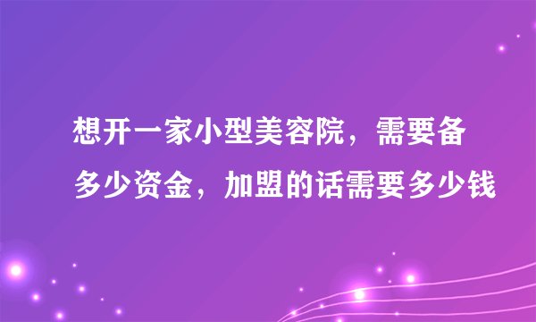 想开一家小型美容院，需要备多少资金，加盟的话需要多少钱