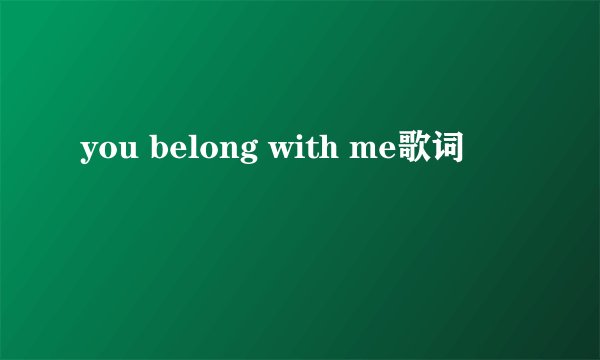 you belong with me歌词