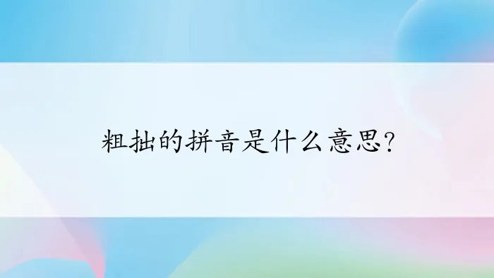 粗拙的拼音是什么意思？