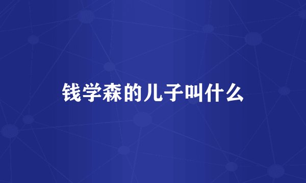 钱学森的儿子叫什么