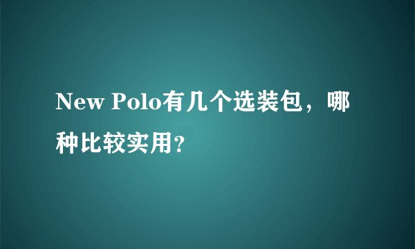 New Polo有几个选装包，哪种比较实用？