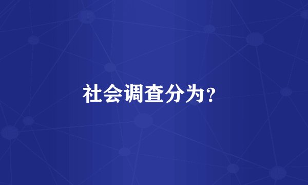 社会调查分为？