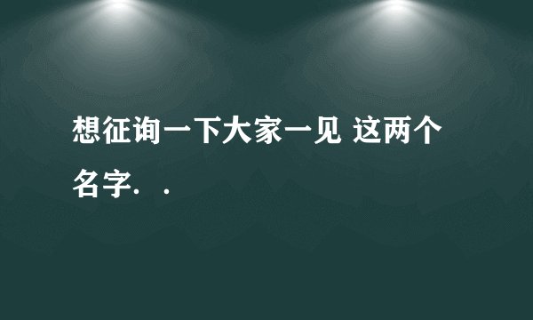 想征询一下大家一见 这两个名字．．