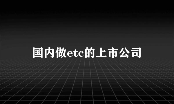 国内做etc的上市公司