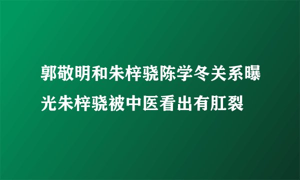 郭敬明和朱梓骁陈学冬关系曝光朱梓骁被中医看出有肛裂