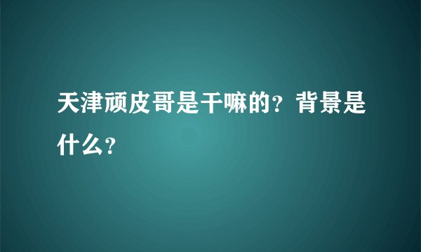 天津顽皮哥是干嘛的？背景是什么？