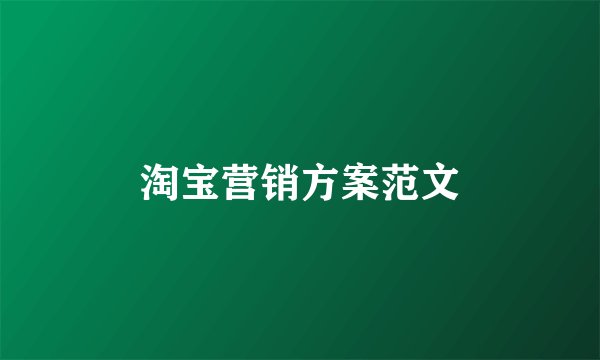 淘宝营销方案范文