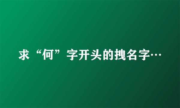 求“何”字开头的拽名字…