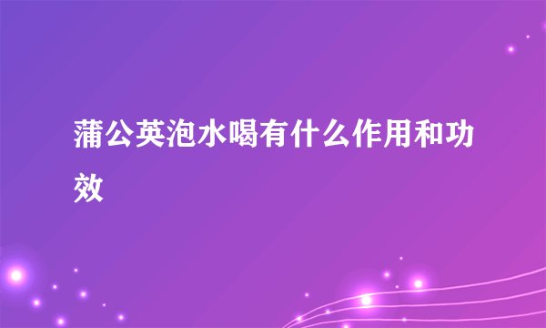 蒲公英泡水喝有什么作用和功效
