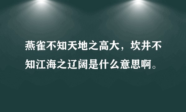 燕雀不知天地之高大，坎井不知江海之辽阔是什么意思啊。