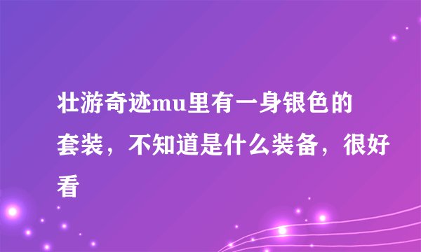 壮游奇迹mu里有一身银色的套装，不知道是什么装备，很好看