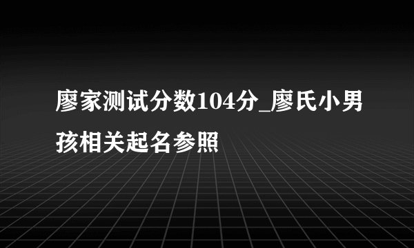 廖家测试分数104分_廖氏小男孩相关起名参照