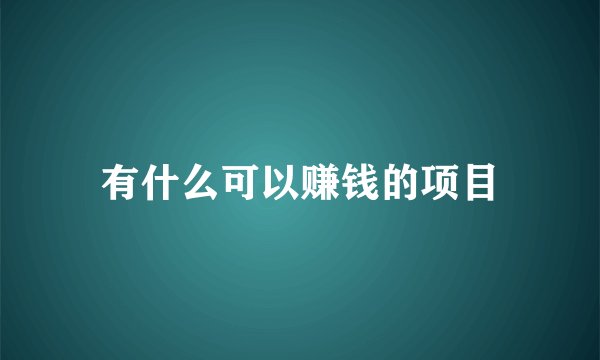 有什么可以赚钱的项目