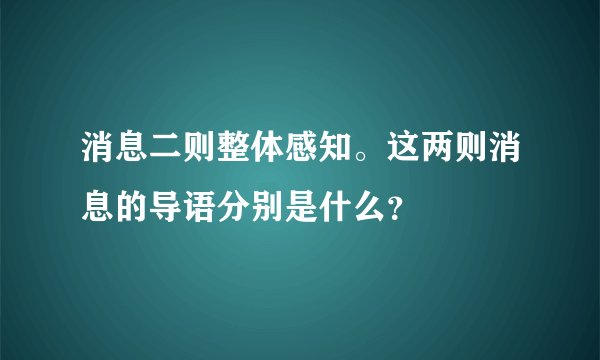 消息二则整体感知。这两则消息的导语分别是什么？