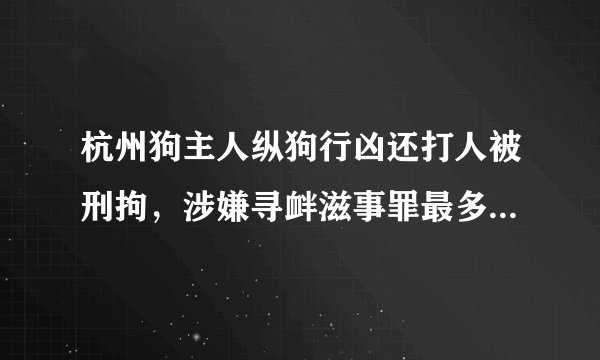 杭州狗主人纵狗行凶还打人被刑拘，涉嫌寻衅滋事罪最多判几年?