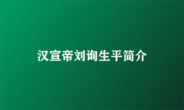 汉宣帝刘询生平简介