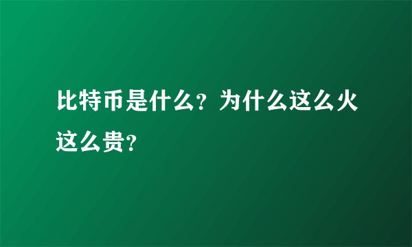 比特币是什么？为什么这么火这么贵？