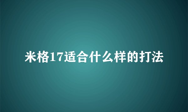 米格17适合什么样的打法