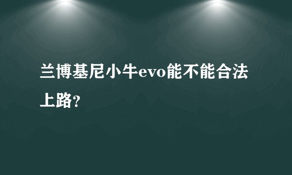 兰博基尼小牛evo能不能合法上路？
