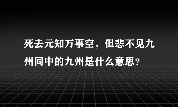 死去元知万事空，但悲不见九州同中的九州是什么意思？