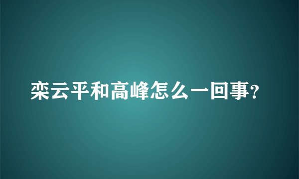 栾云平和高峰怎么一回事？