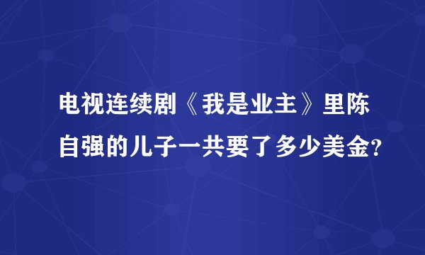 电视连续剧《我是业主》里陈自强的儿子一共要了多少美金？