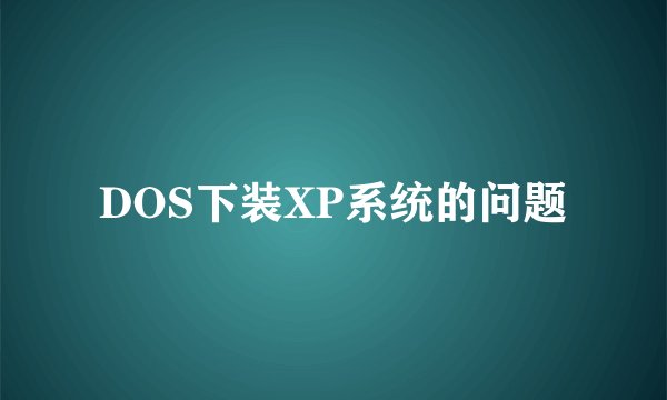 DOS下装XP系统的问题