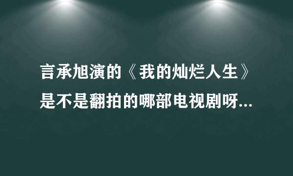 言承旭演的《我的灿烂人生》是不是翻拍的哪部电视剧呀？叫什么名来着？