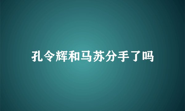 孔令辉和马苏分手了吗