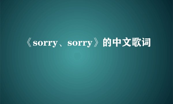 《sorry、sorry》的中文歌词