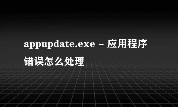 appupdate.exe - 应用程序错误怎么处理