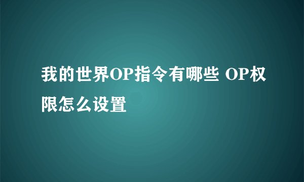 我的世界OP指令有哪些 OP权限怎么设置