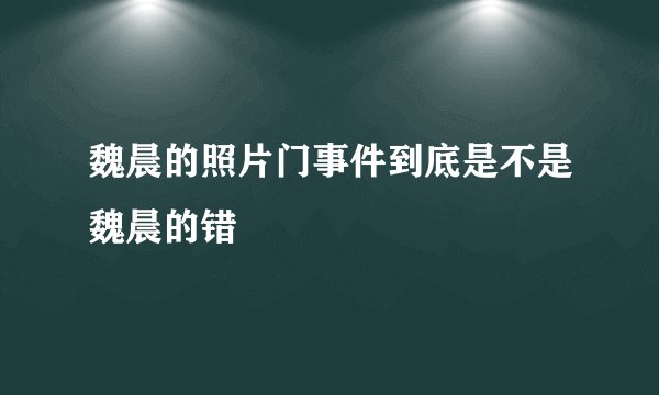 魏晨的照片门事件到底是不是魏晨的错