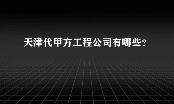 天津代甲方工程公司有哪些？