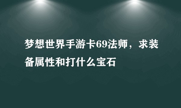 梦想世界手游卡69法师，求装备属性和打什么宝石