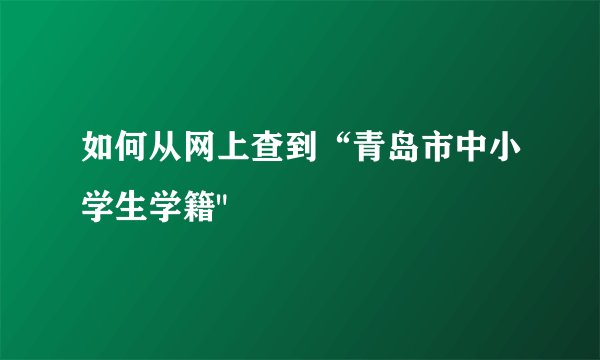 如何从网上查到“青岛市中小学生学籍