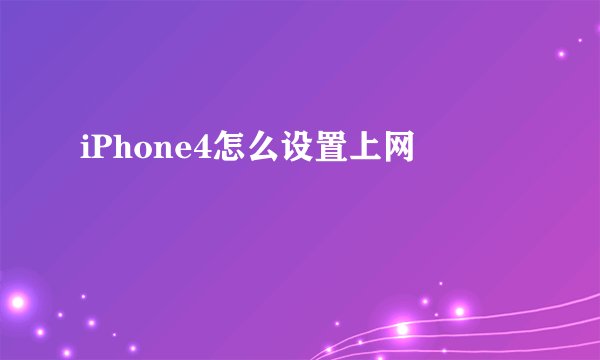 iPhone4怎么设置上网