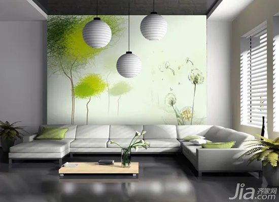 14款手绘沙发背景墙 客厅里的别致风景