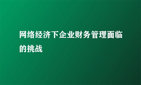 网络经济下企业财务管理面临的挑战